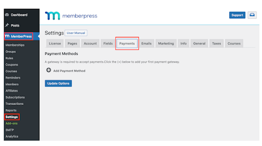 MemberPress option