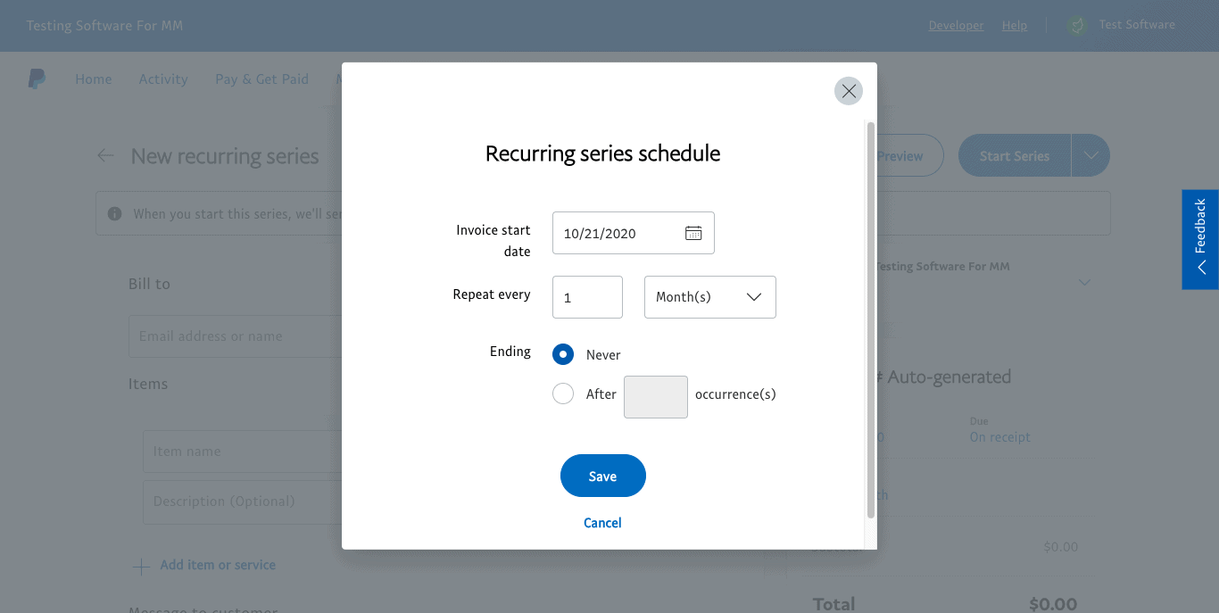 Recurring Series Schedule